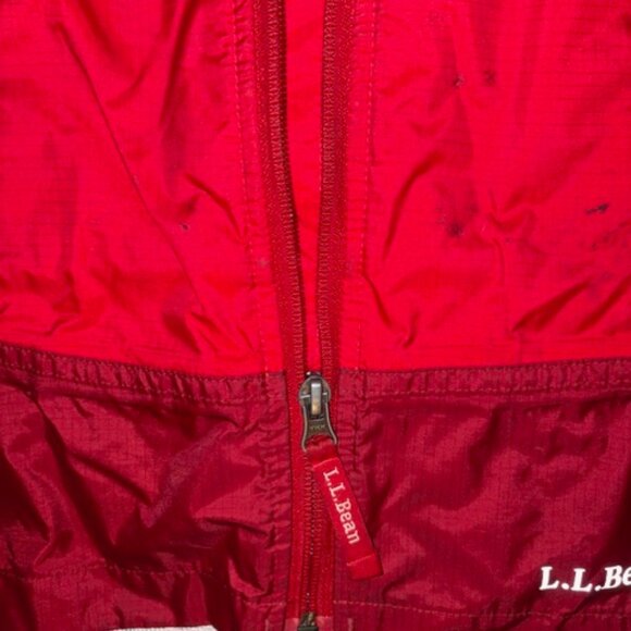 Vintage L.L. Bean Kids Windbreaker Red Reflective Hooded Jacket - Picture 4 of 8